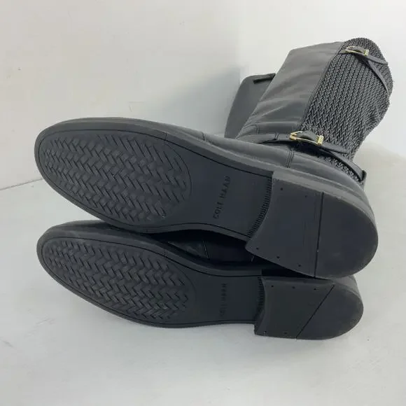 Cole Haan Black Leather Tall Knee-High Quilted Riding Boots Women's Size 9.5 - Picture 5 of 6